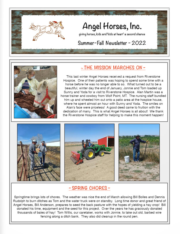 Angel Horses Newsletter: Summer / Fall 2022